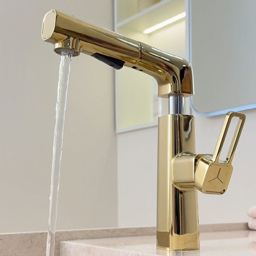 Brass faucet pull-out type can be raised and lowered hot and cold bathroom wash basin wash basin face faucet MT2519