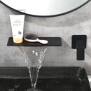 european style copper black embedded wall waterfall concealed hotel household hot and cold washbasin faucet am1027