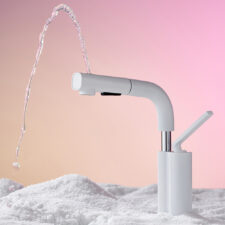 Brass basin faucet hot and cold household basin bathroom can be raised and lowered pull-out bathroom faucet MT2512