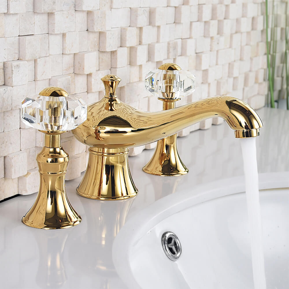 Basin faucet three-hole split bathroom cabinet faucet hot and cold European-style double-handle washbasin faucet FT1024
