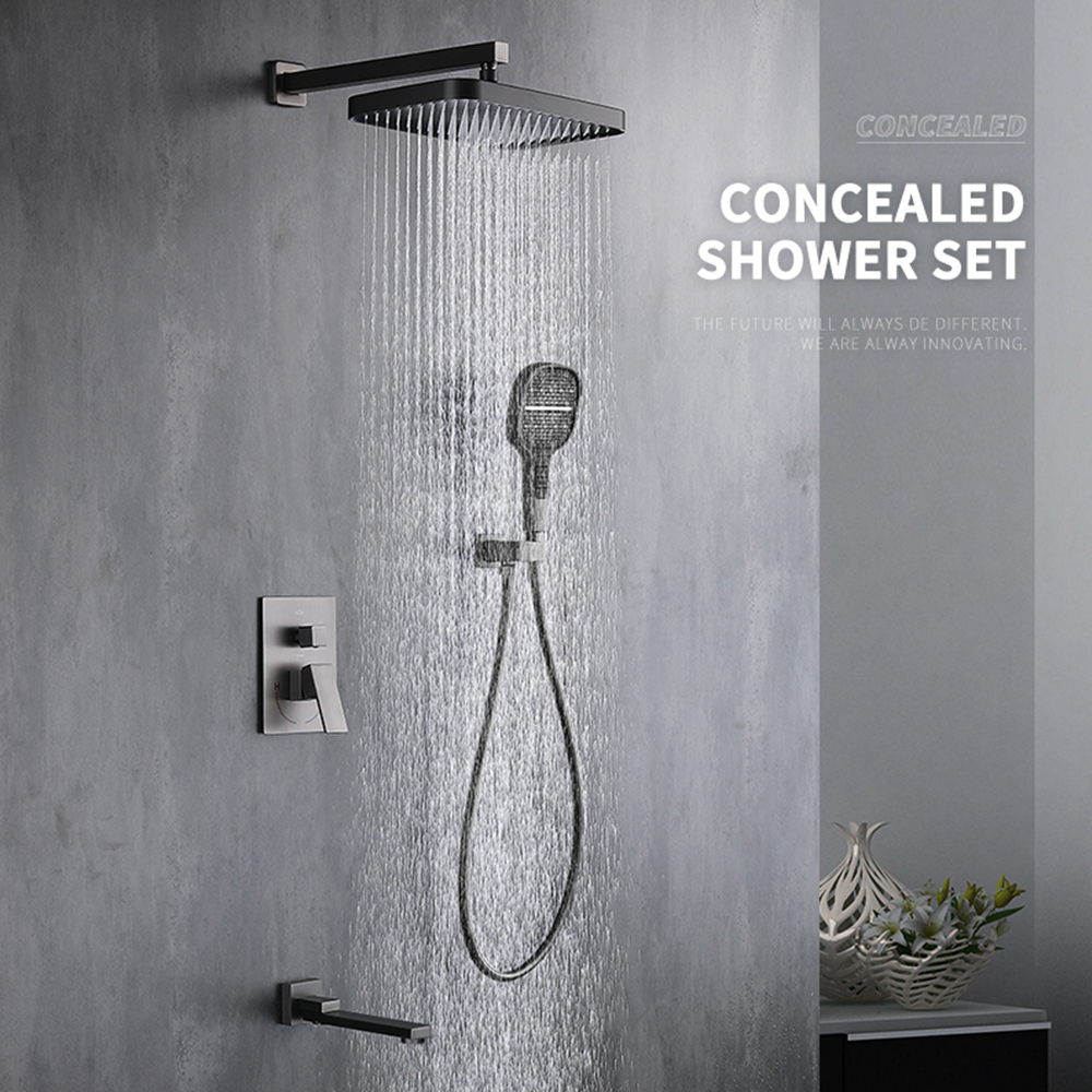 Concealed brass gun ash in-wall hotel household hot and cold water toilet bathroom shower set AL2212