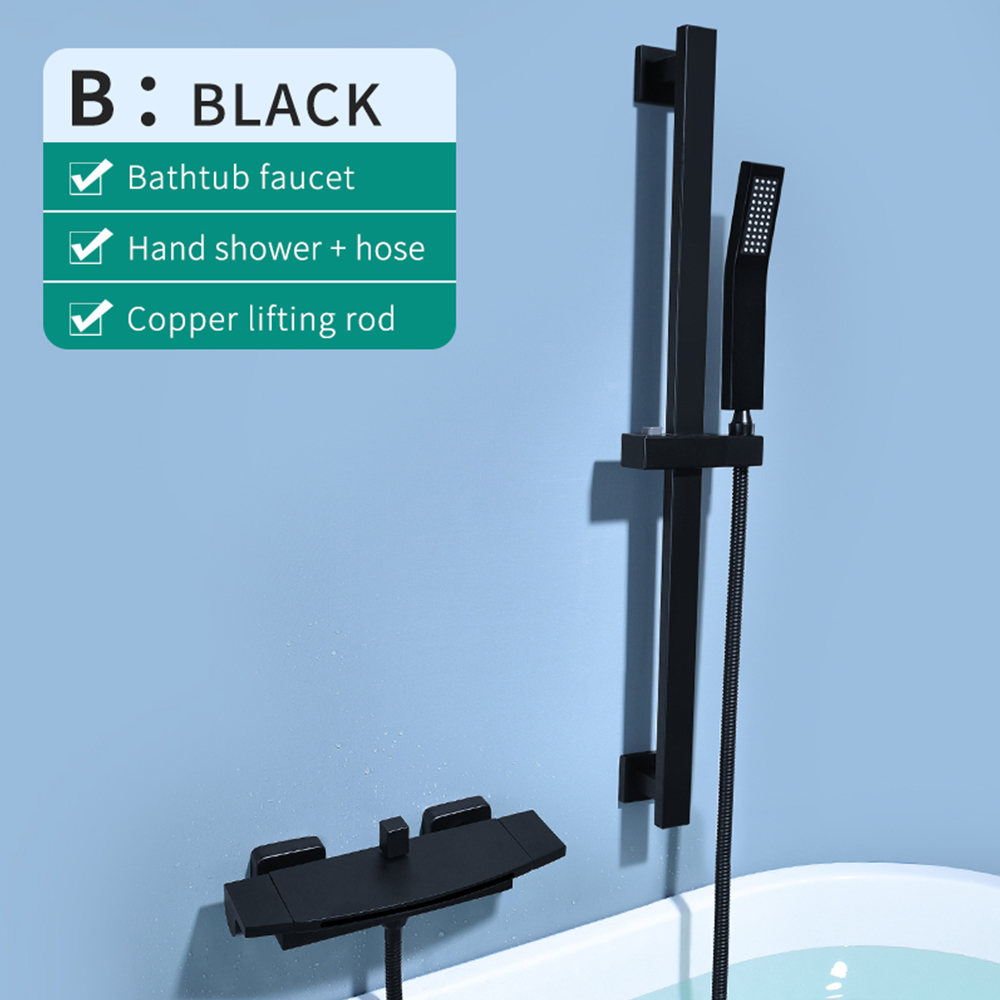 Type B black shower set with lifting rod