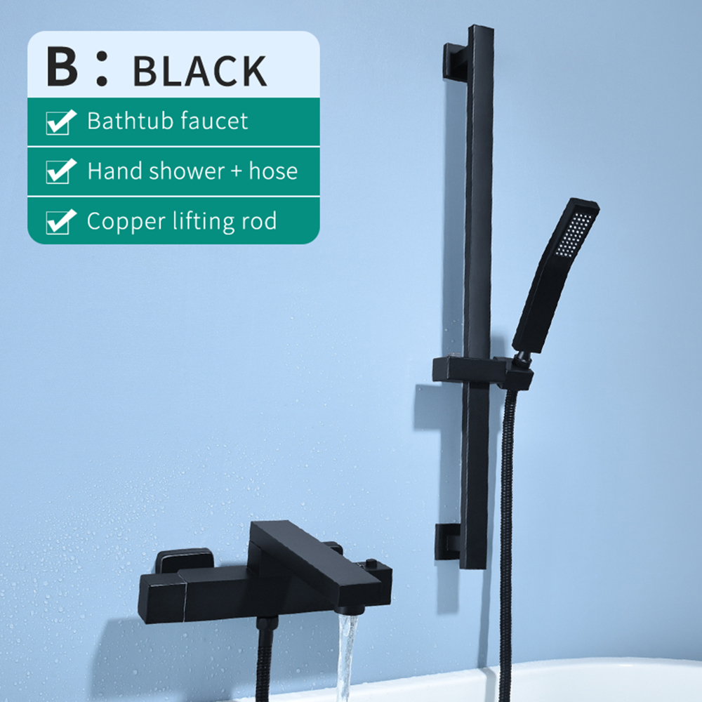 Type B black shower set with lifting rod