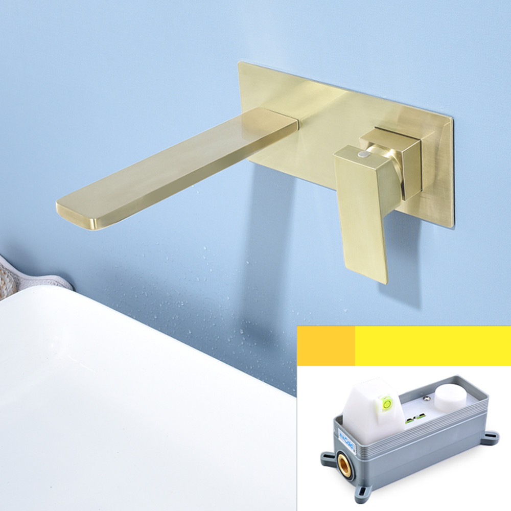 Brushed gold square handle embedded box valve