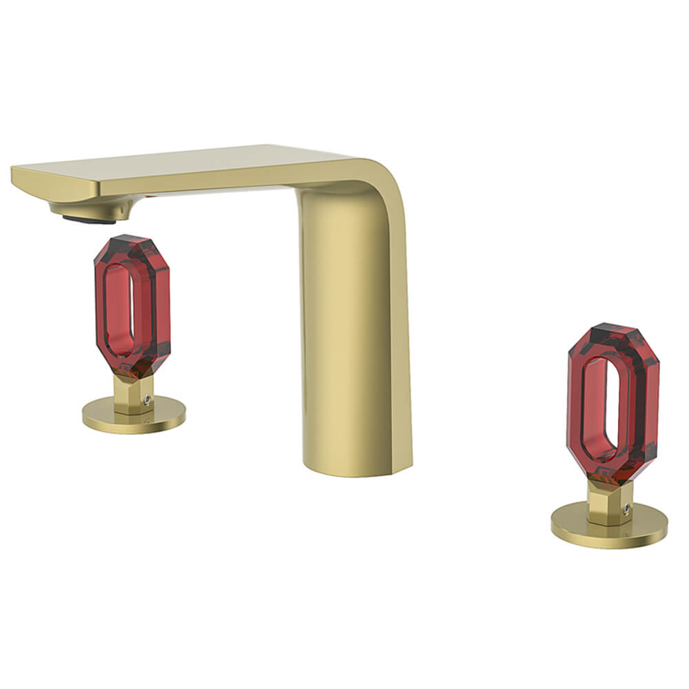 Brushed gold + red crystal handle