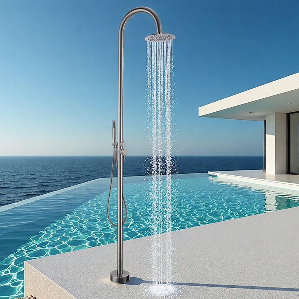 Outdoor stainless steel villa swimming pool bathing area two-function beach vertical large-top spray shower set HW104B