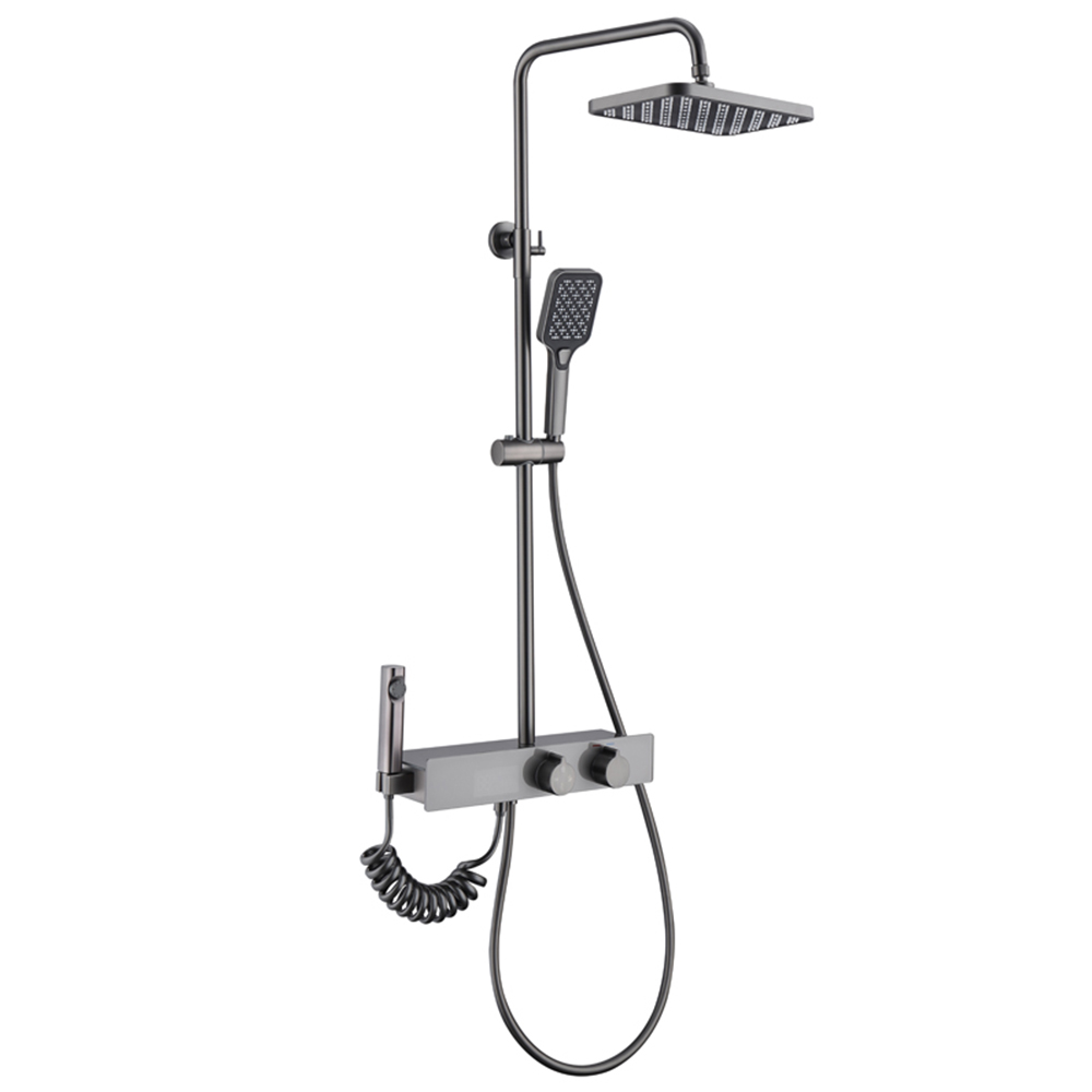 Gun gray round lifting tube digital display shower