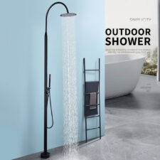 Outdoor stainless steel black shower column villa swimming pool bathing area beach floor-standing shower set HW2301B