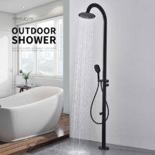 Stainless steel black outdoor shower column outdoor shower set bathing bathing hot and cold pool shower HW2301