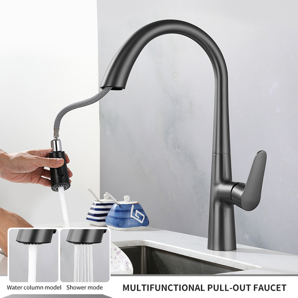 Pull-out kitchen faucet, hot and cold water sink, universal telescopic faucet, household sink, splash-proof CF2002