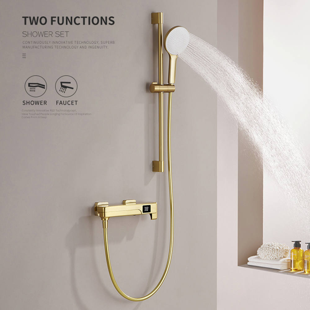 Simple shower set brass household bathtub faucet lifting handheld nozzle wall-mounted white simple GQ2304