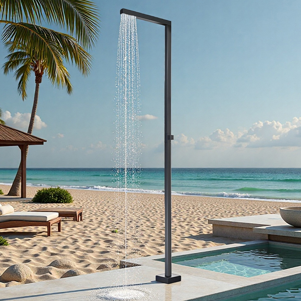 Beach outdoor floor-to-ceiling shower column vertical high-end single-cold stainless steel shower household shower set HW045C