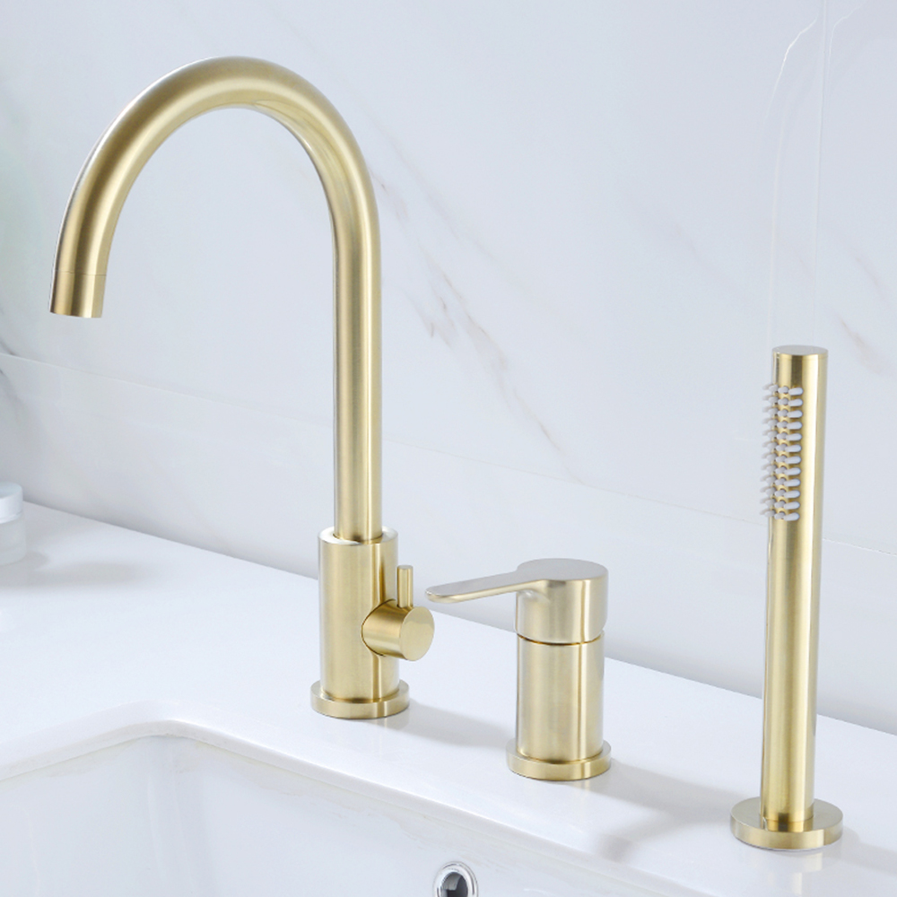 Brushed gold 3-piece set with handheld
