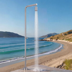 outdoor stainless steel shower column courtyard beach bathing rain shower single function single cold shower set hw2601a