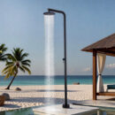 outdoor stainless steel floor standing vertical hot and cold shower set beach shower field shower hw2601c