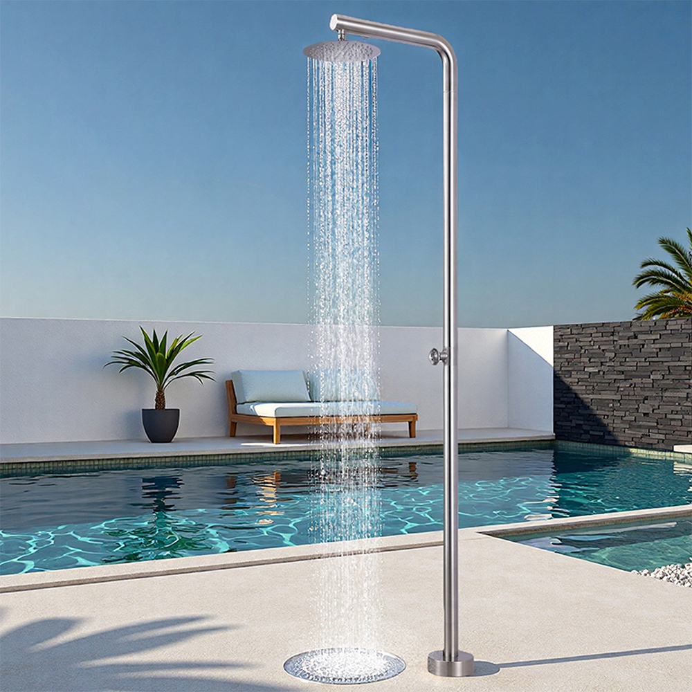 Stainless steel outdoor shower column single function shower garden courtyard pool side single cold shower set HW2601E