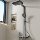 brass gun gray shower hot and cold shower household four function bathroom wall mounted shower with spray gun lm2608