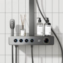 brass hot and cold multi function digital display shower set button storage platform shower lm2607