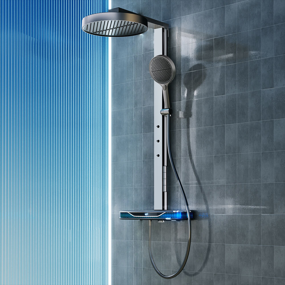 Brass bathroom surface mounted table shower set multifunctional cold tropical lifting rain shower set LM2606