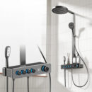 brass hot and cold multi function digital display shower set button storage platform shower lm2607