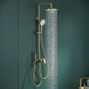 brass simple multifunctional hot and cold shower set with storage platform bathroom rain shower lm2603