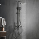 brass simple multifunctional hot and cold shower set with storage platform bathroom rain shower lm2603