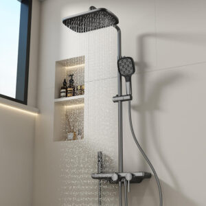 brass gun gray shower hot and cold shower household four function bathroom wall mounted shower with spray gun lm2608