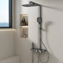 brass gun gray shower hot and cold shower household four function bathroom wall mounted shower with spray gun lm2608