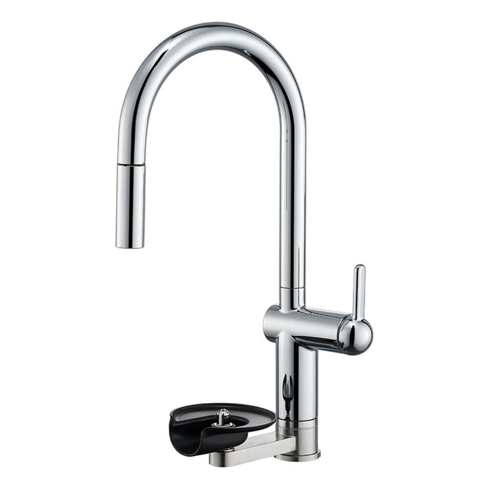 Chrome plated outdoor shower fixture with modern minimalist design for backyard