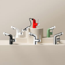 Wash basin faucet hot and cold household toilet bathroom single hole wash basin pull-out universal faucet MP2608